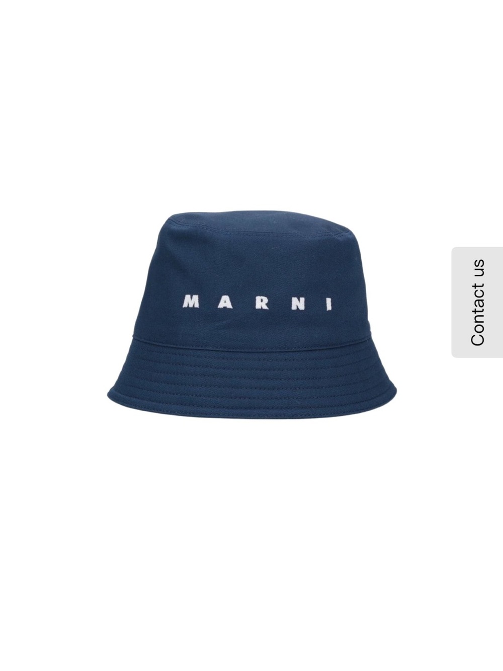 Marni Navy Cotton Logo Bucket Hat with White Embroidery